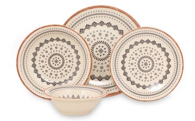 Set veselă 24 piese din gresie ceramică Kütahya Porselen Geometric