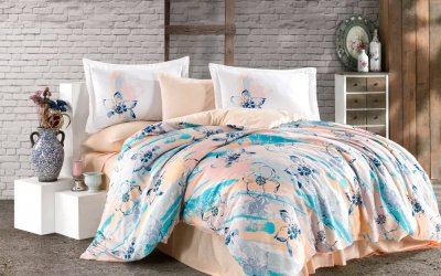 Lenjerie de pat din bumbac satinat pentru pat dublu Hobby Brisha, 220 x 240 cm