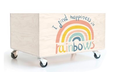 Cutie de depozitare din lemn pin pe roți Folkifreckles Rainbow