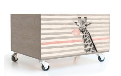 Cutie din lemn cu roți pentru jucării Little Nice Things Giraffe