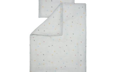 Lenjerie de pat pentru copii din muselină Kindsgut Dots, 100 x 135 cm, gri