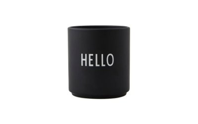 Cană din porțelan Design Letters Favourite Hello, negru