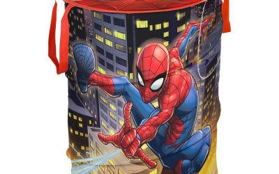 Coș de depozitare din material textil cu capac Domopak Spiderman, înălțime 50 cm