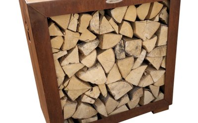 Ladă de lemne din oțel Remundi, lățime 79 cm, maro