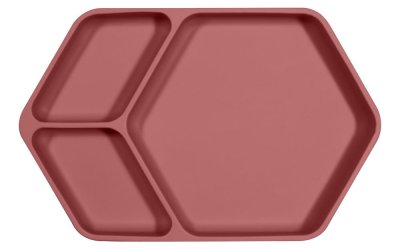 Farfurie pentru copii din silicon Kindsgut Squared, 25 X 16 cm, roșu