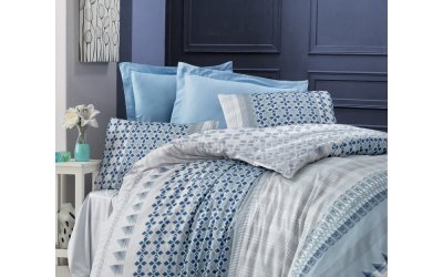 Lenjerie de pat din bumbac satinat Victoria Crista, 200 x 220 cm, albastru