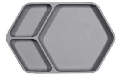 Farfurie pentru copii din silicon Kindsgut Squared, 25 X 16 cm, gri
