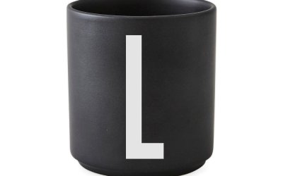Cană din porțelan Design Letters Alphabet L, 250 ml, negru