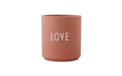 Cană din porțelan Design Letters Favourite Love, roz prăfuit
