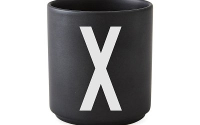 Cană din porțelan Design Letters Alphabet X, 250 ml, negru
