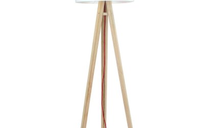 Lampadar cu abajur alb și cablu roșu Ragaba Wanda