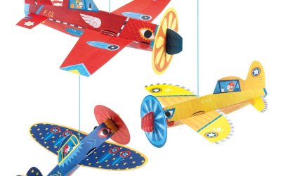 Avioane decorative suspendate din hârtie groasă Djeco