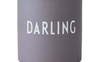 Cană din porțelan Design Letters Darling, 300 ml, gri
