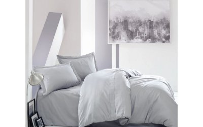 Lenjerie de pat din bumbac satinat și cearșaf Elegant, 200 x 220 cm, gri