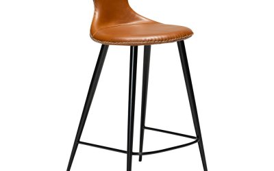 Scaun bar din piele artificială DAN–FORM Denmark Flair, maro coniac, înălțime 90 cm