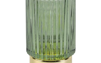 Decorațiune luminoasă din sticlă cu LED PT LIVING Ribbed, verde