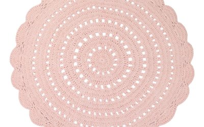Covor croșetat manual din bumbac Nattiot Alma, ø 120 cm, roz