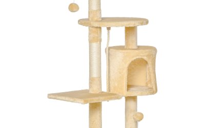 PawHut ansamblu pentru pisici, 4 niveluri, 40x40x114cm, bej | Aosom Ro