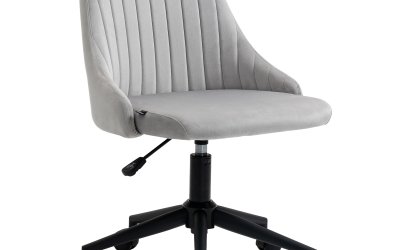 Vinsetto scaun de birou reglabil, catifea, 50x58x77-85cm, gri | AOSOM RO