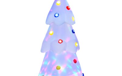 HOMCOM Albero di Natale Bianco Gonfiabile, Gigante e Impermeabile con Luci a LED, per Esterni, 100x100x245cm