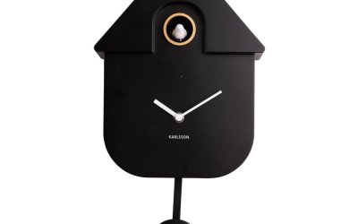 Ceas cu pendul pentru perete Karlsson Modern Cuckoo, 21,5 x 41,5 cm, negru