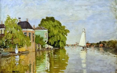 Reproducere pe pânză după Claude Monet – Houses on the Achterzaan, 90 x 60 cm