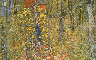 Reproducere pe pânză după Gustav Klimt – Farm Garden With Crucifix, 45 x 45 cm
