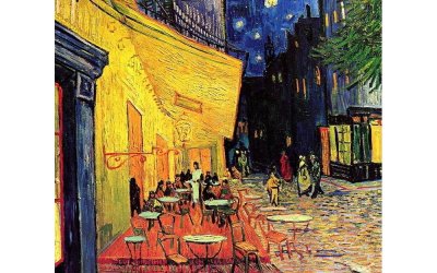 Reproducere pe pânză după Vincent van Gogh – Cafe Terrace, 30 x 40 cm