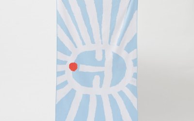 Prosop de plajă Sunnylife Sun Face, 175 x 90 cm, albastru