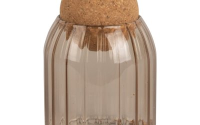 Borcan din sticlă cu capac din plută PT LIVING Gem, înălțime 14 cm, maro