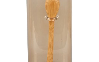 Borcan din sticlă cu capac și lingură din lemn PT LIVING Canister, înălțime 19 cm, maro