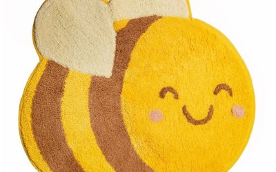 Covor din bumbac pentru copii Sass & Belle Bee Happy, 55,5 x 57 cm, portocaliu