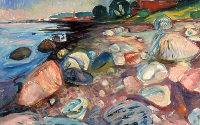Reproducere tablou Edvard Munch – Shore with Red House, 70 x 50 cm