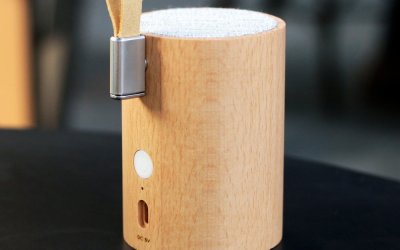 Difuzor Bluetooth / veioză din lemn de fag Gingko Drum