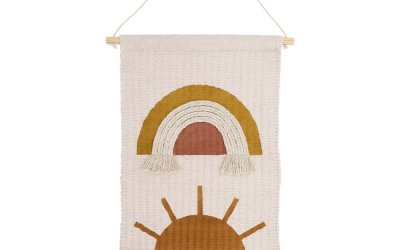 Covor decorativ de agățat bej pentru copii 45×35 cm Sunset – Nattiot
