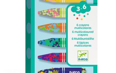 Creioane multicolore cerate în set de 6 – Djeco