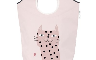 Coș de depozitare pentru copii din țesătură roz Meow Meow – Butter Kings