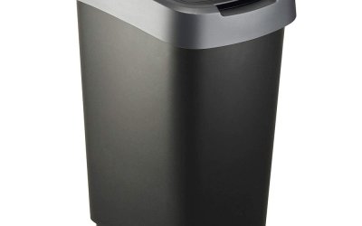 Coș de gunoi din plastic reciclat, argintiu-negru 25 l Twist – Rotho