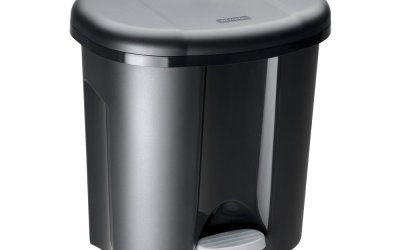 Coș de gunoi negru cu pedală din plastic reciclat 20 l Duo – Rotho