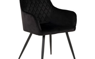 2 scaune de dining din catifea neagră Harbo – House Nordic