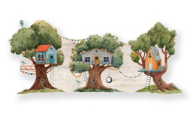 Cuier de perete verde pentru copii Tree House – Little Nice Things