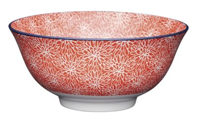 Bol roșu din ceramică Kitchen Craft Floral, ø 16 cm