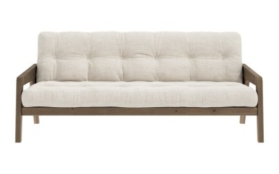 Canapea bej extensibilă cu tapițerie din catifea reiată 204 cm Grab – Karup Design