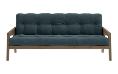 Canapea albastră extensibilă cu tapițerie din catifea reiată 204 cm Grab – Karup Design