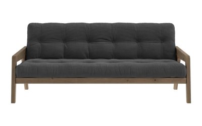 Canapea gri extensibilă cu tapițerie din catifea reiată 204 cm Grab – Karup Design