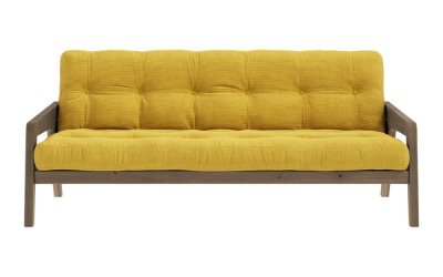 Canapea galbenă extensibilă cu tapițerie din catifea reiată 204 cm Grab – Karup Design