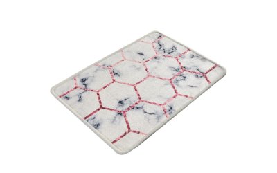 Covoraș de baie alb/gri 60×40 cm Honeycomb – Foutastic