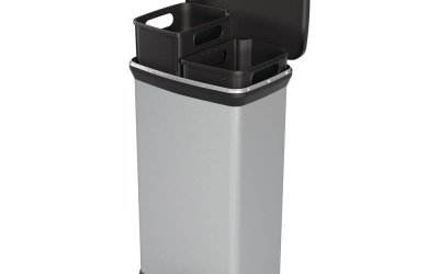 Coș cu pedală din plastic pentru sortare deșeuri 23+23 l Deco – Curver