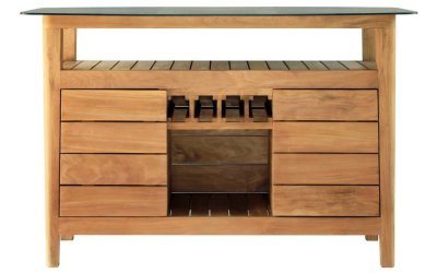 Masă de bar de grădină din lemn de tec 160×90 cm Navy – Ezeis