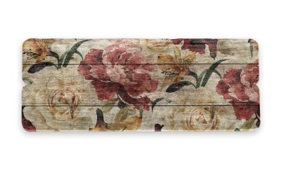 Cuier de perete din lemn de pin Tierra Bella White Flowers, 50 x 20 cm